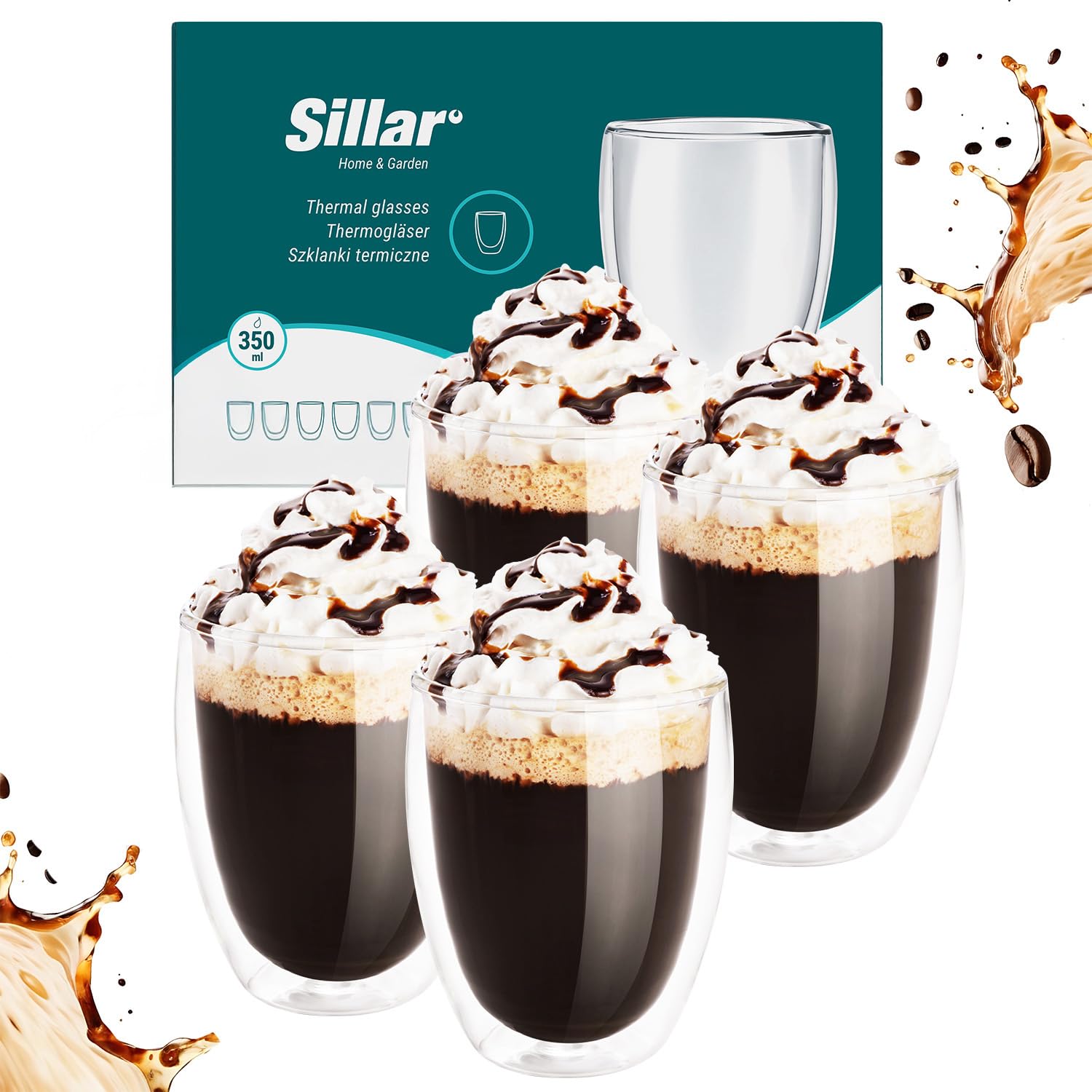 Seasons Dubbelwandige koffieglazen 250 ml - 2 st - incl. onderzetters