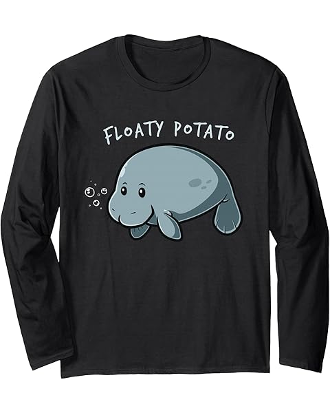 Flaoty Potato Manatee Funny Manati Manatee Chubby Mermaid Long Sleeve T-Shirt