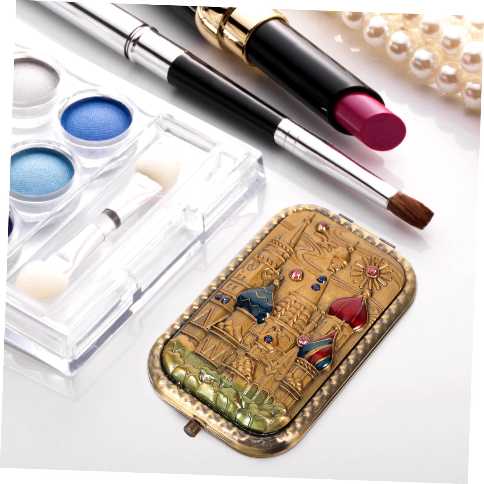 Healvian 5 Stück Handspiegel Klappbar Vintage Kosmetikspiegel Tragbar Doppelseitiger Schminkspiegel für Handtasche und Reisen für und Mädchen