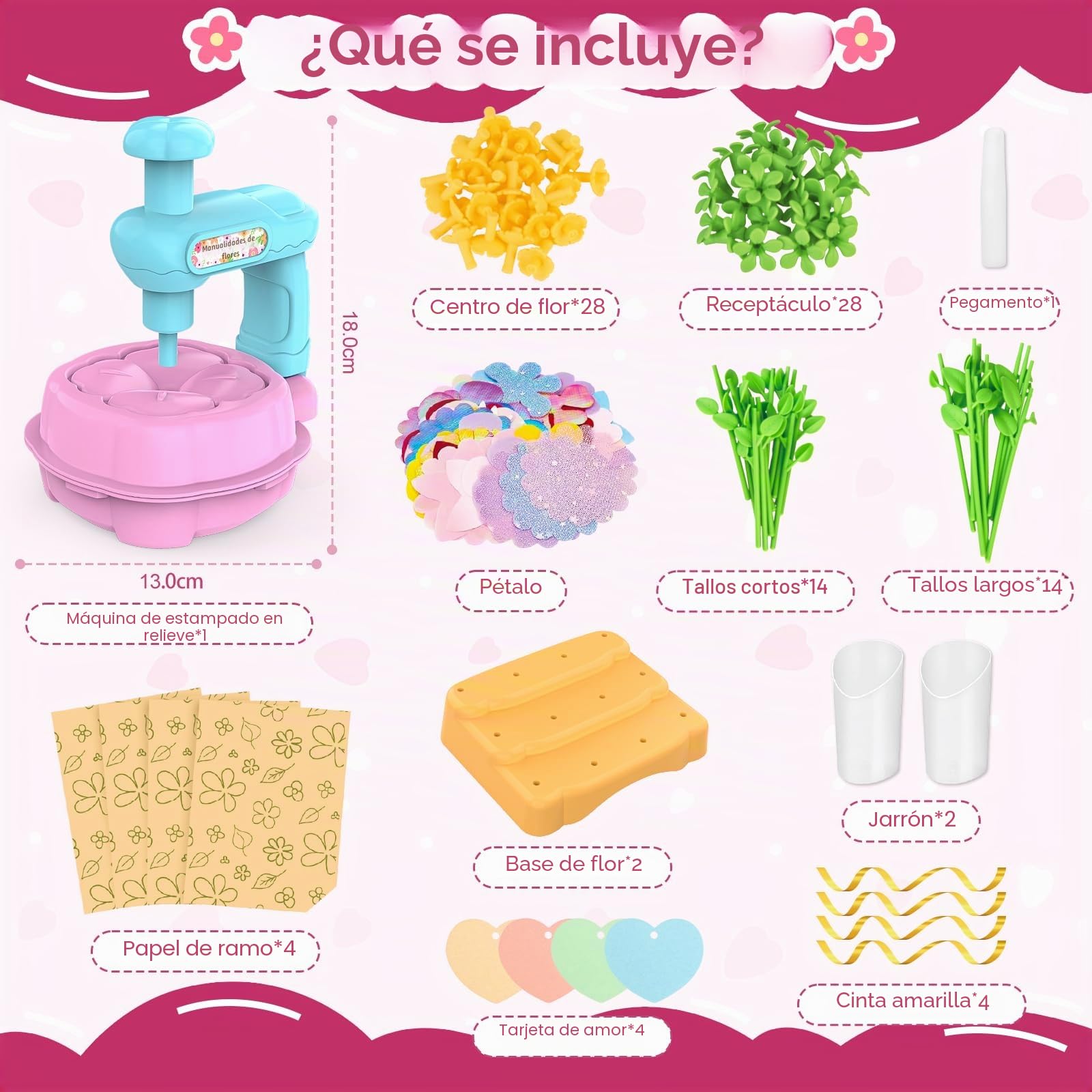 Mieryd Manualidades Niños 3 4 5 6 7 8 9 10 Años, Bricolaje Mercado Flores de Tela, DIY Ramo Flores Juguete Creativo Arte Juego Educativo Regalo para Cumpleaños Navidad, Bouquet Flower Making Kit