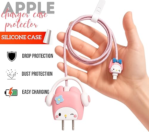 Miniatura 2 de Funda de cargador 3 en 1 de 20 W de dibujos animados compatible con adaptador de iPhone, compacta, duradera, portátil y protectora con protector de