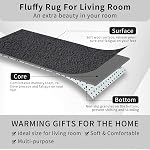 Fyoulimt Dark Gray Fluffy Rug 8x10 Faux Rabbit Fur Rug Area Rugs for Living Room Washable Fuzzy Plush Shag Rug for Bedroom Large Shaggy Rug for Nursery Home Decor