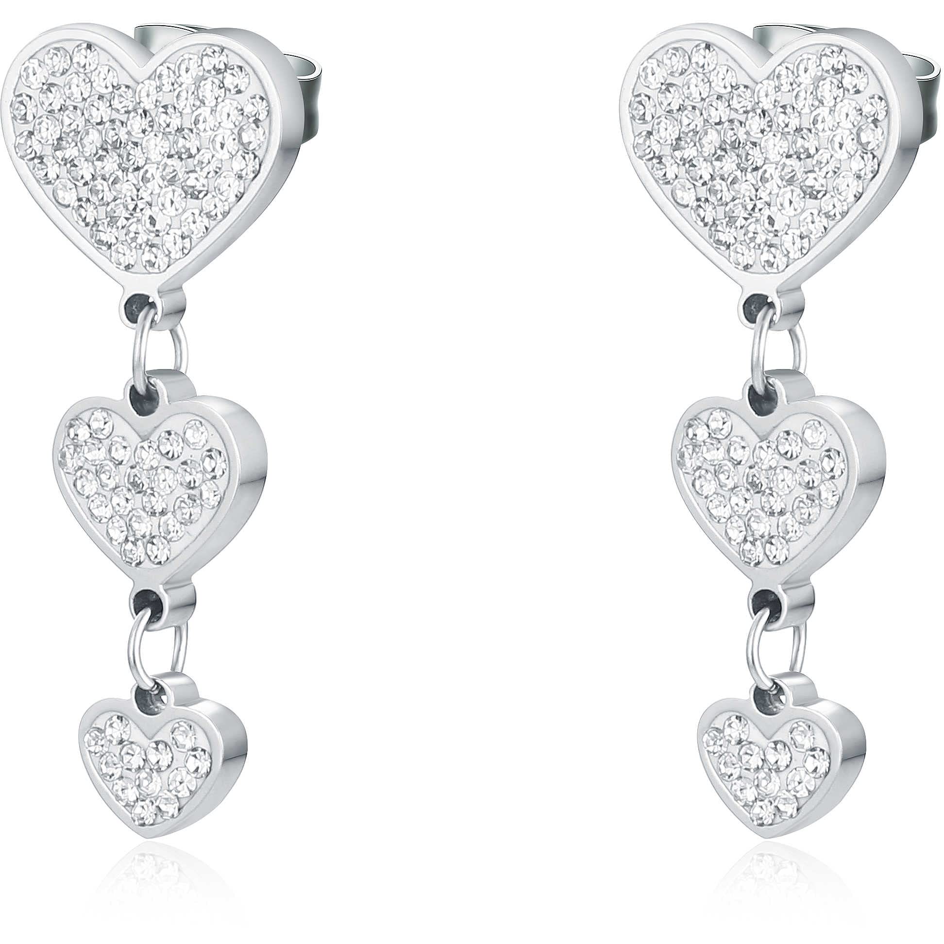 Kolczyki damskie marki # BRAND Jewelry z kolekcji Fall in love. Stalowa biżuteria i zapięcie motylkowe. Przedmiotem jest serce. Odniesienie to 19ER015