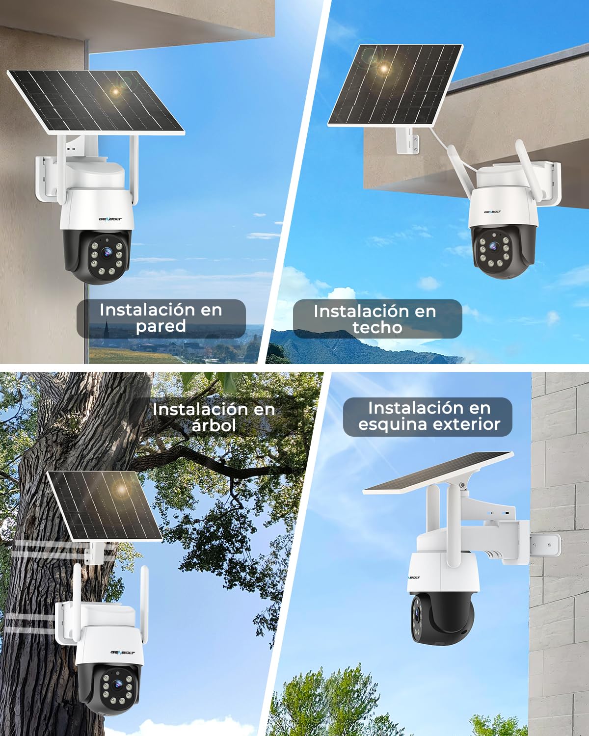 GENBOLT 4G AOV Solar Cámara Vigilancia Exterior Inalámbrica,Grabación 24/7 3MP Cámara IP Seguridad Exterior sin WiFi con Tarjeta SIM,Detección AI de 90 pies,Cámara CCTV con Batería de 8W 10400 mAh
