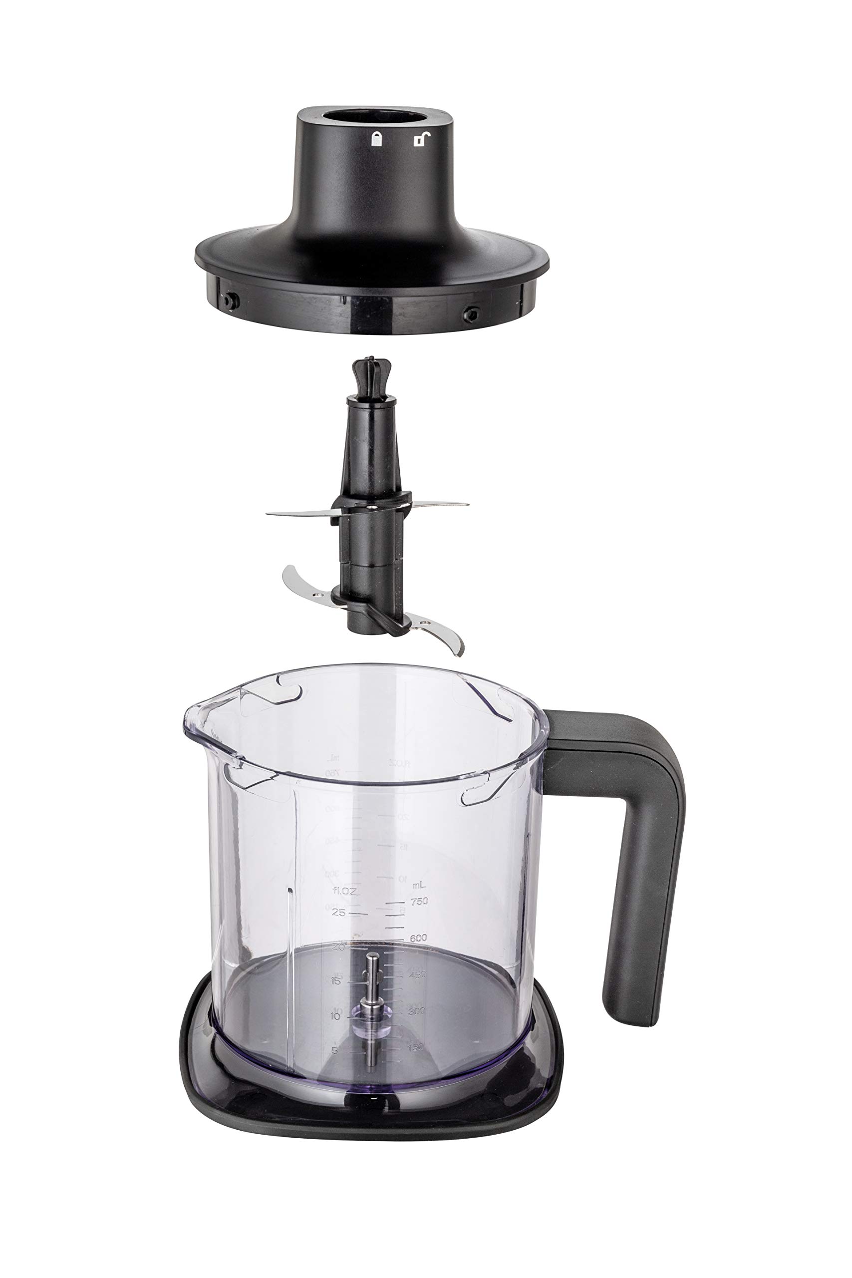 Caso HB 1000 - Frullatore a immersione con frullatore ad immersione, frusta, misurino e contenitore, 1000 Watt, alluminio, argento, nero