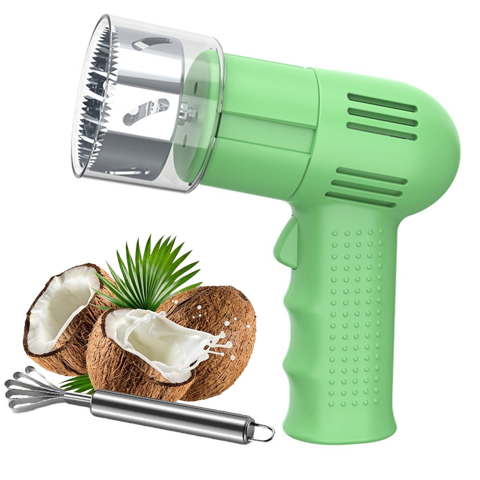 Ouvre-noix de coco électrique sans fil avec racloir facile à nettoyer