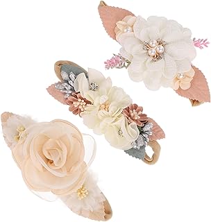 Totority Tiara De Flor De Bebê Tiara De Cabelo Infantil Tiara De Aniversário De Bebê Tiara De Flor Infantil Tiara De Flor De Bebê Flores Pérola Laços De Cabelo De Nylon Suprimentos Para