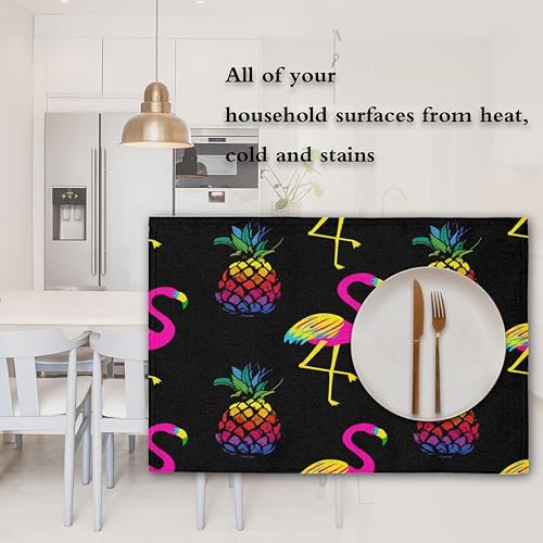 Miniatura 7 de Animals Flamingos Theme Placemats Set of 4 Table Mats Washable Placemat Waterproof Place Mats for Party Home Dining Table Decor 18x12 in