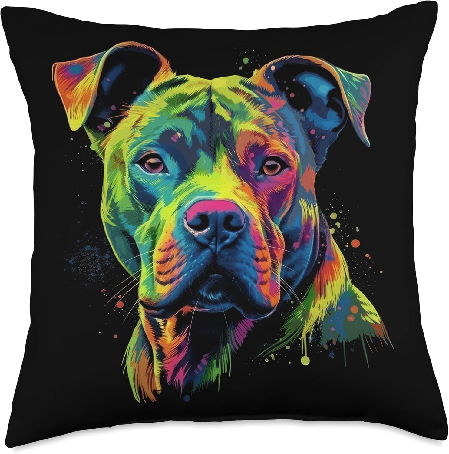 Pit Bull Mom Dog Lover Colorful Artistic Pitbull Owner Women Throw Pillow