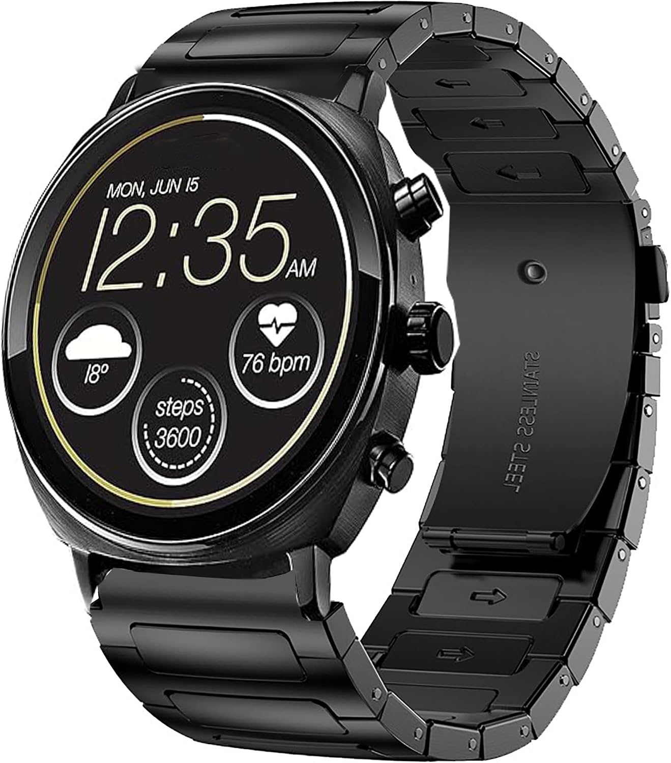 Lamshaw 22mm Solid Business Stainless Steel Metal Bands Compatible with Citizen CZ Smartwatch, CZ Smart Touchscreen Gen 2 CASUAL 41mm, Sport 44mm, CZ Smart Hybrid Gen 2 Sport Smartwatch