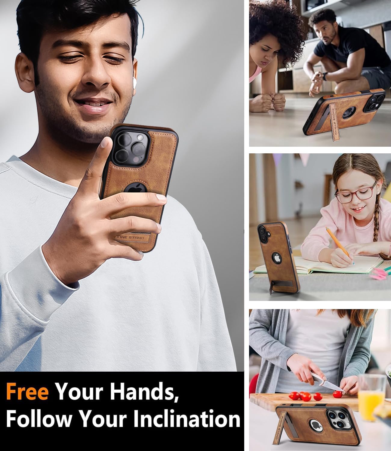 Designed for iPhone 15 Pro Max Leather Case with Stand, Protection Slim Adjustable Kickstand Phone Cover Compatible with iPhone 15 Pro Max (Brown) - Image 6