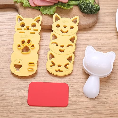 Miniatura 5 de Molde de bola de arroz para gatos y gatitos, molde de sushi para animales, herramientas de cocina, molde de prensa de bolas de arroz con cortador