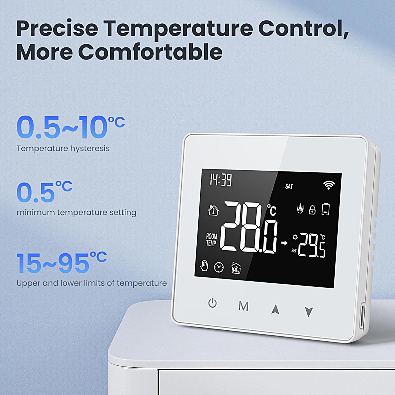 WiFi Thermostate - Haus Thermostat Smart Thermostat | Home Programmierbare | Thermostate, Programmierbarer Heimthermostat, Haushaltsthermostate Batteriebetrieben, Digitales Thermostat,
