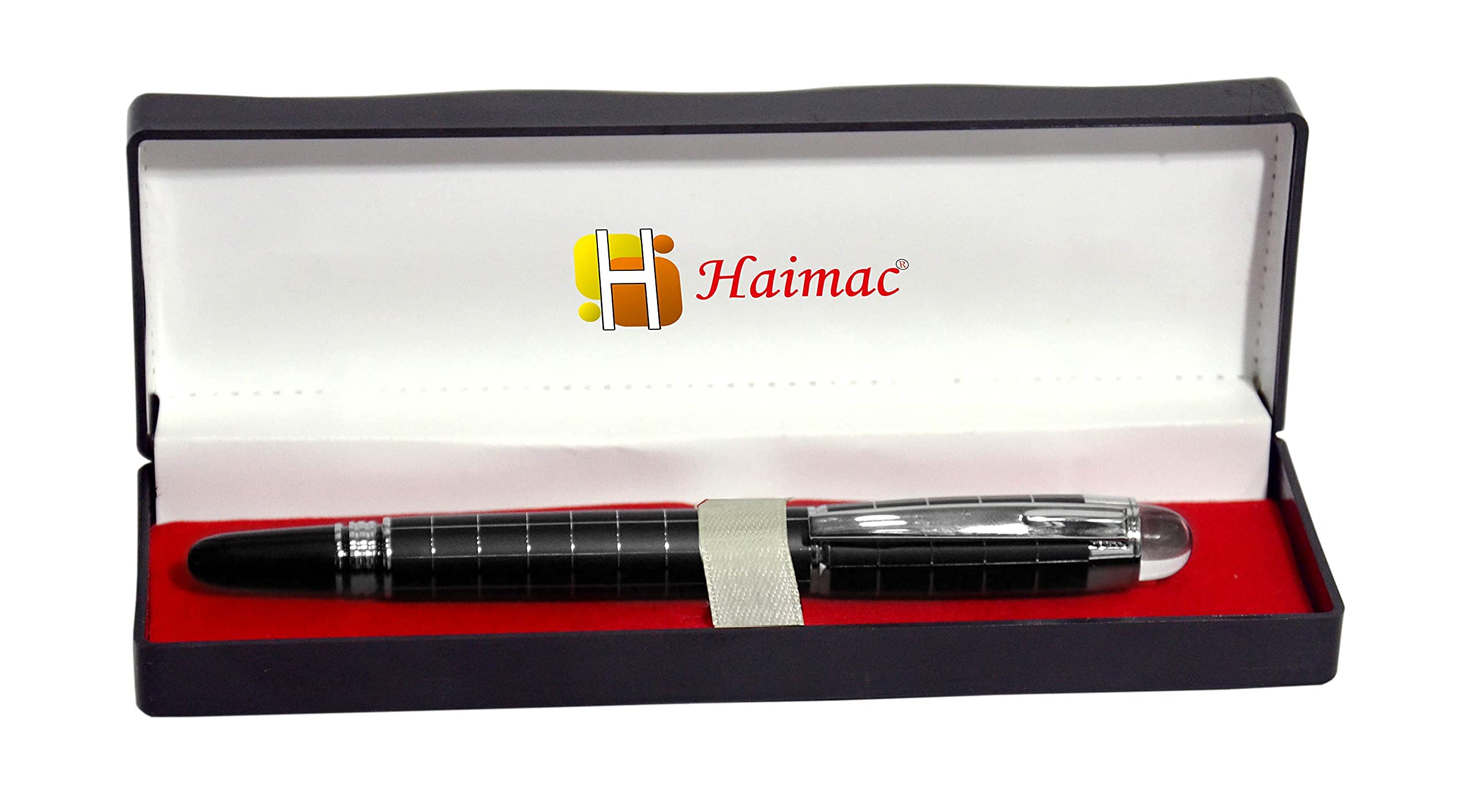 Haimac Baoer 79 Star walker Cross Line Fountain Pen Silver Trim Checked (Black) 4