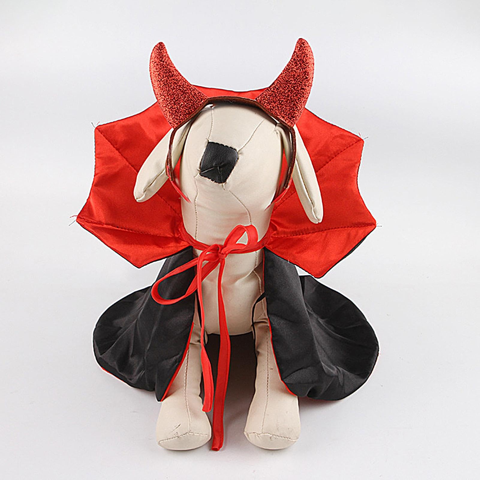 Vampiers Cape Voor Huisdieren – Rood-Zwart Halloween Kostuum Voor Kleine & Middelgrote Honden En Katten, Verstelbare Hals 18-70 Cm, Zachte Polyester (Ruglengte 40 Cm)