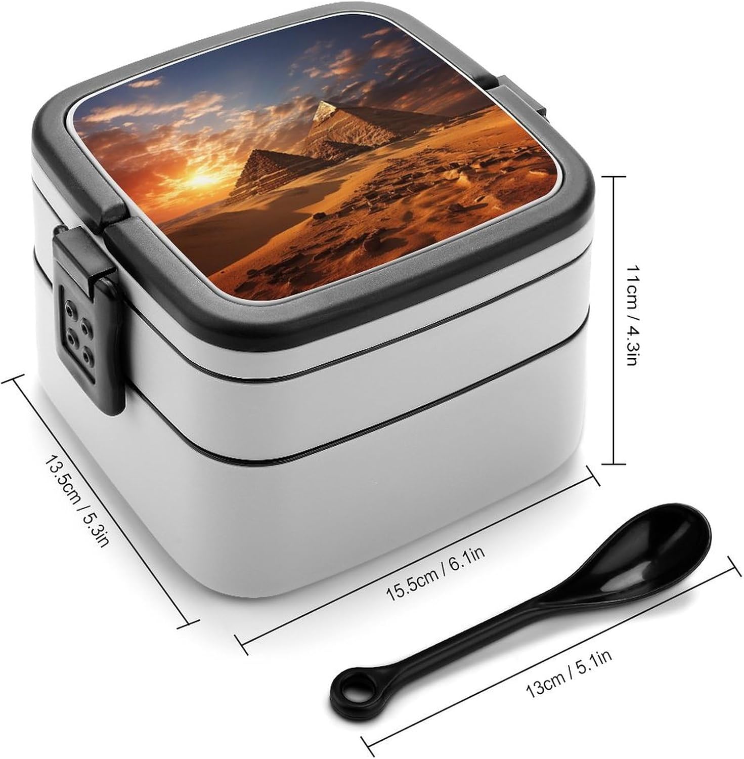 Adults Lunch Box Adult Bento Box Stackable Bento Box BPA-Free Egyptian Pyramids Lunch Box Food Container Ideal for Meal Prep, Work, And On The Go