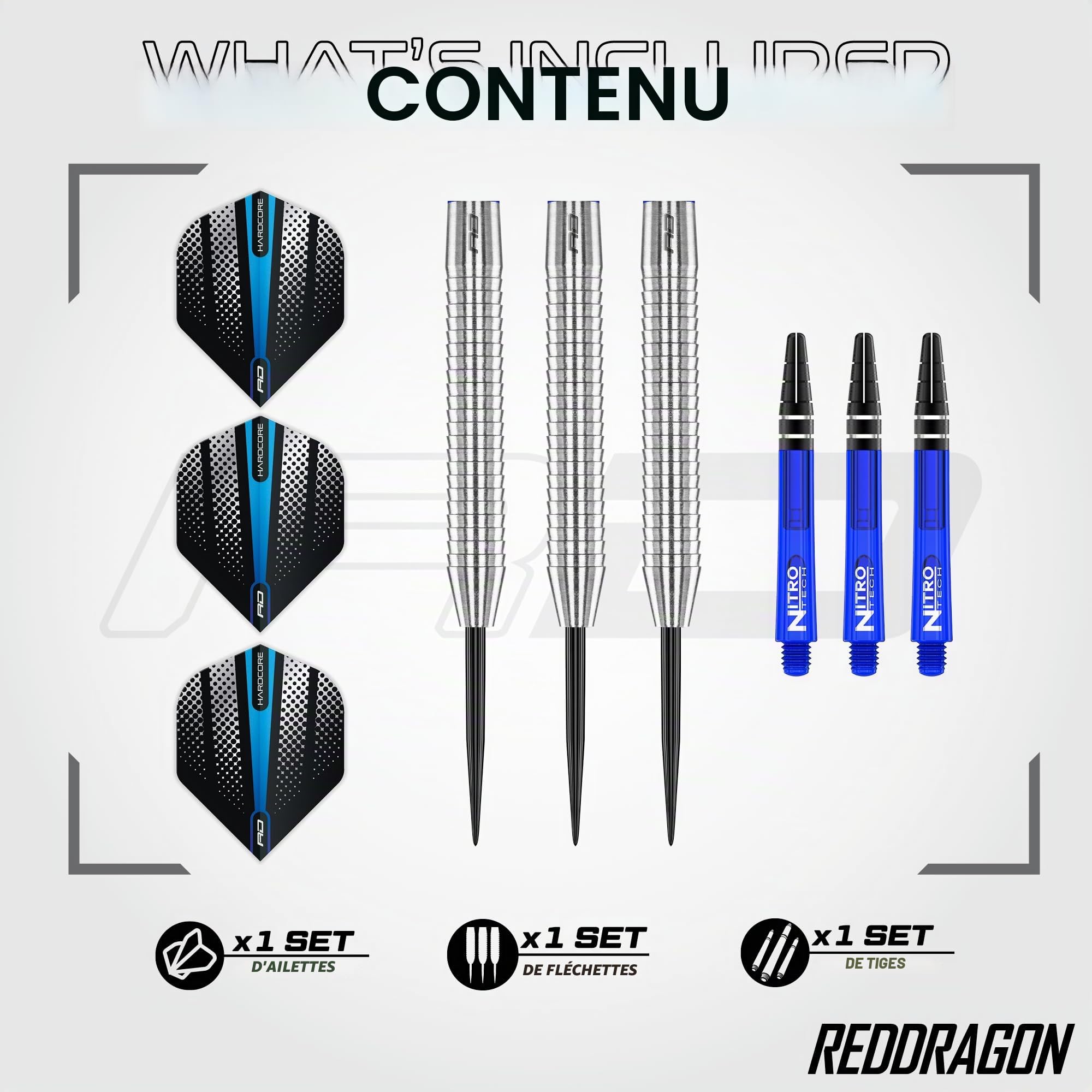 RED DRAGON Darts | Série Razor Edge | Set de Fléchettes en Tungstène à 85% | 20g-33g | Set de Fléchettes Pointe Acier | Original, Black, Spectron, Extreme | Ailettes de Fléchette | 20g-33g