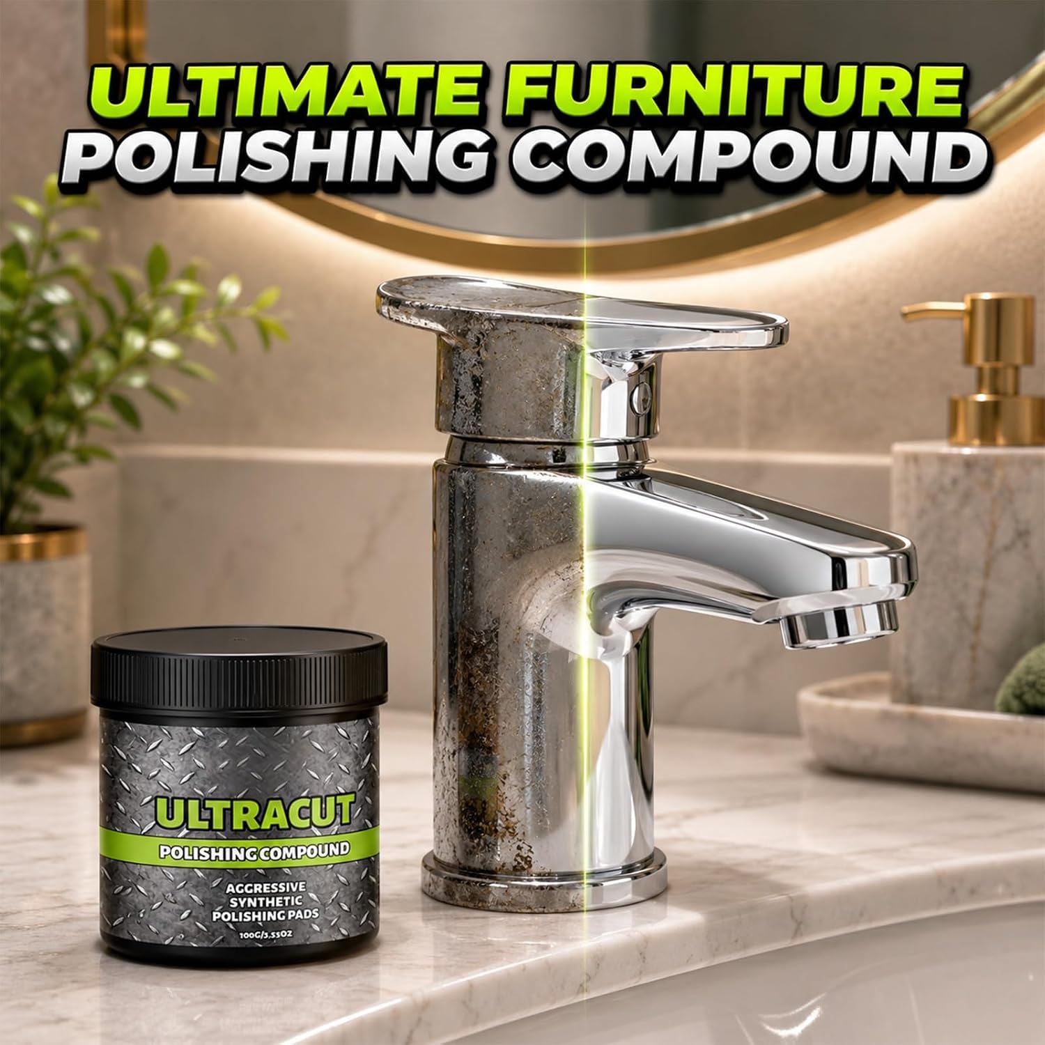 Surface Restoration Polish with Pad, Multi-Surface Scratch Remover, Polishing & Surface Protection, for Leather Wood Marble Countertop Refrigerators & Cookware Ovens Sinks