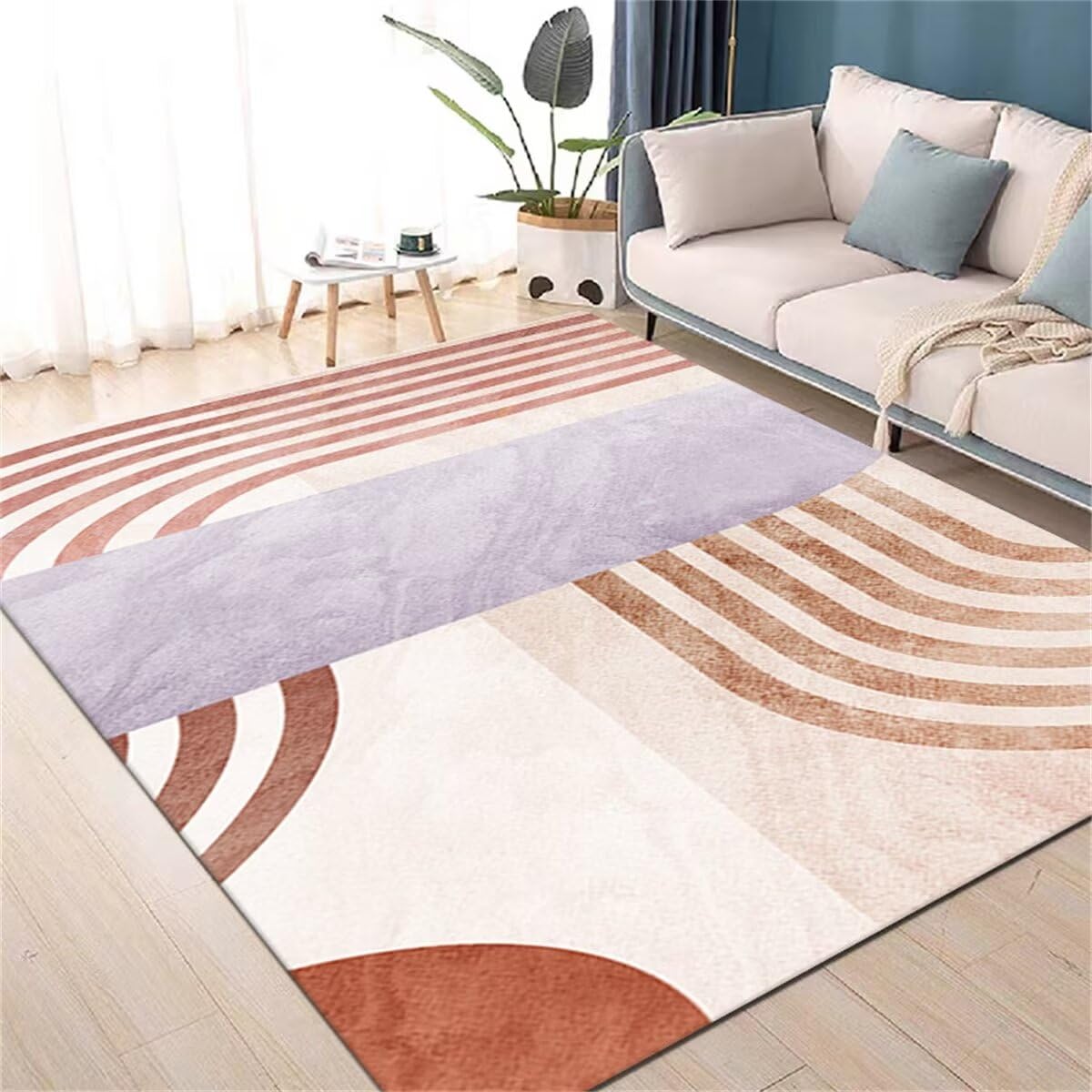 Tapetes Comedor Rosa púrpura diseño geométrico salón Dormitorio Alfombra Antideslizante Alfombras Salon Grandes 70X140CM