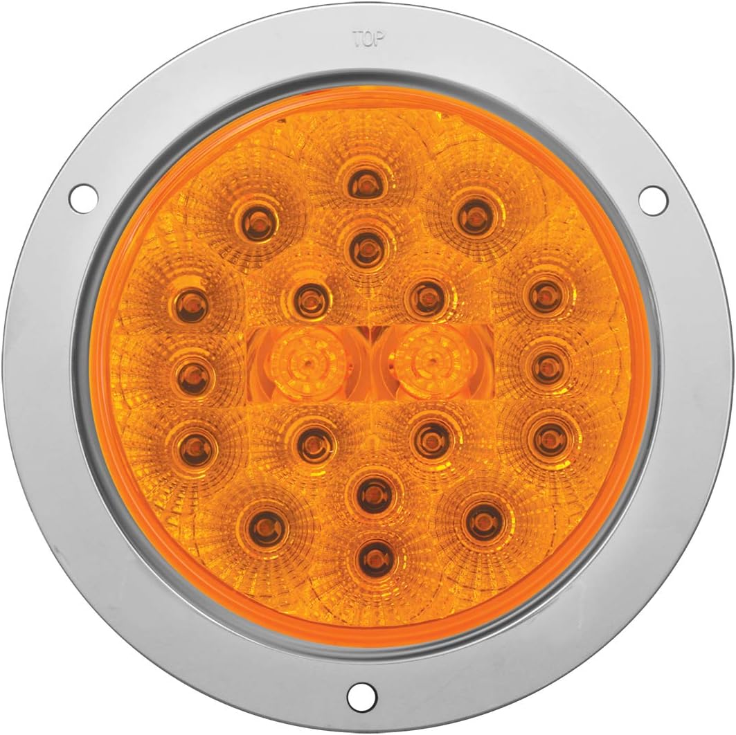 Grand General 77060 LED Light (4" Low Profile Spyder Amber/Amber with S.S. Rim and Pigtail), 1 Pack
