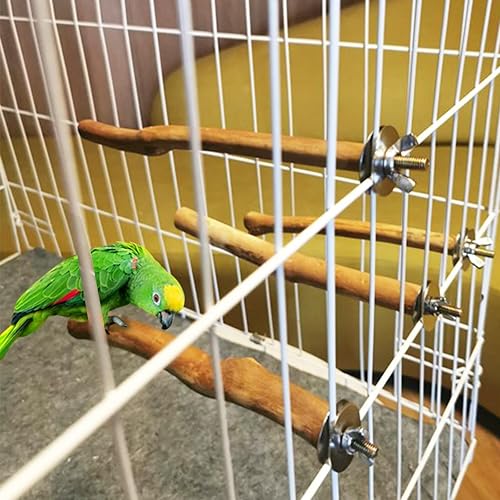 Miniatura 3 de Hamiledyi 4 piezas de madera natural para pájaros, soporte de perca de madera, soporte de loro, jaula de molienda de patas, accesorios para loros,