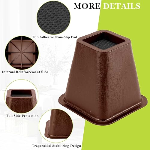 Miniatura 10 de Yookwutar Paquete de 8 elevadores de muebles de 1 pulgada, elevadores de cama ajustables resistentes para mesa, escritorio, sofá, gabinete, patas de