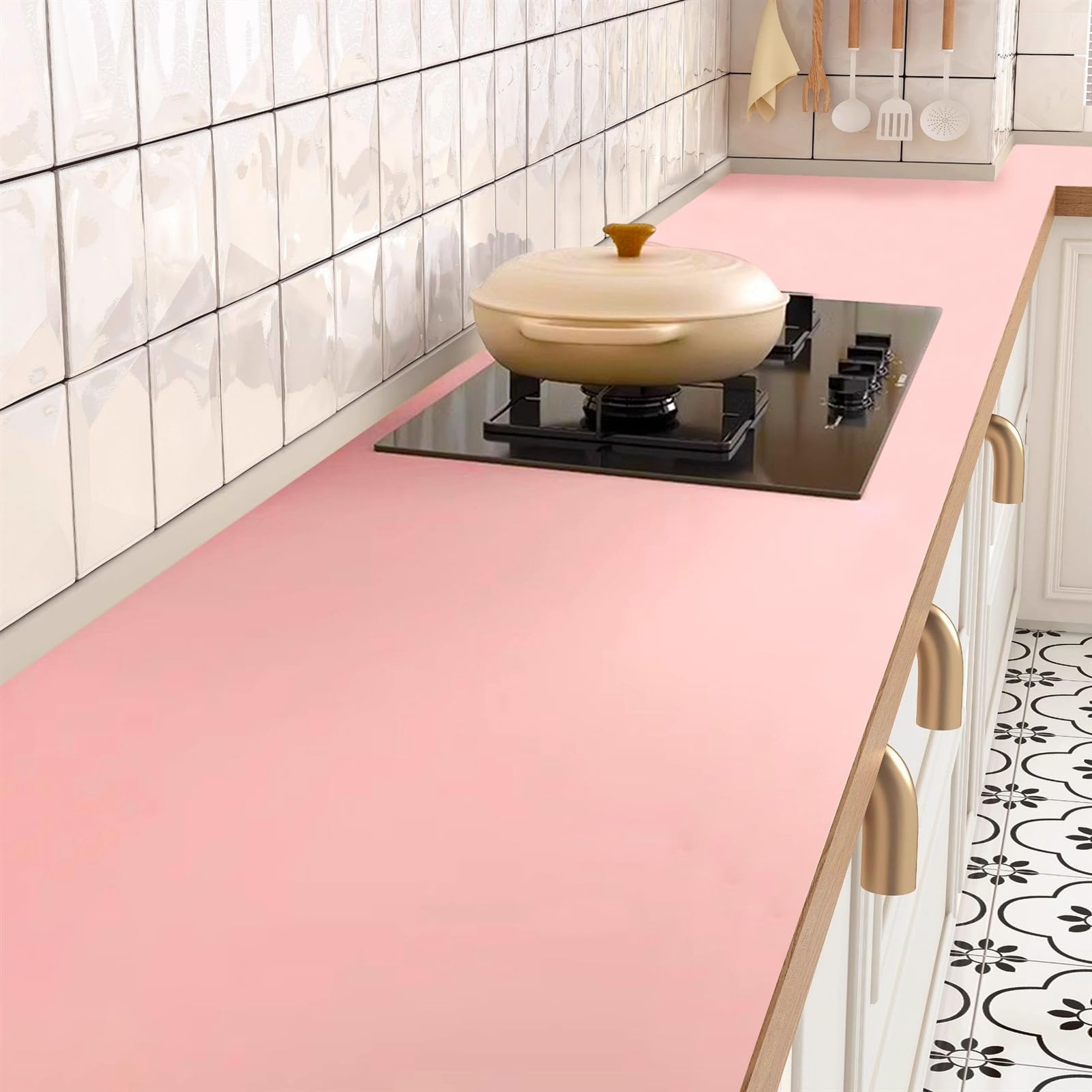 Silikonmatten für Küchentheke, Arbeitsplattenschutz, rutschfeste, hitzebeständige, antihaftbeschichtet, Schutzmatten für Küchentheke, Rosa, 60 x 100 cm