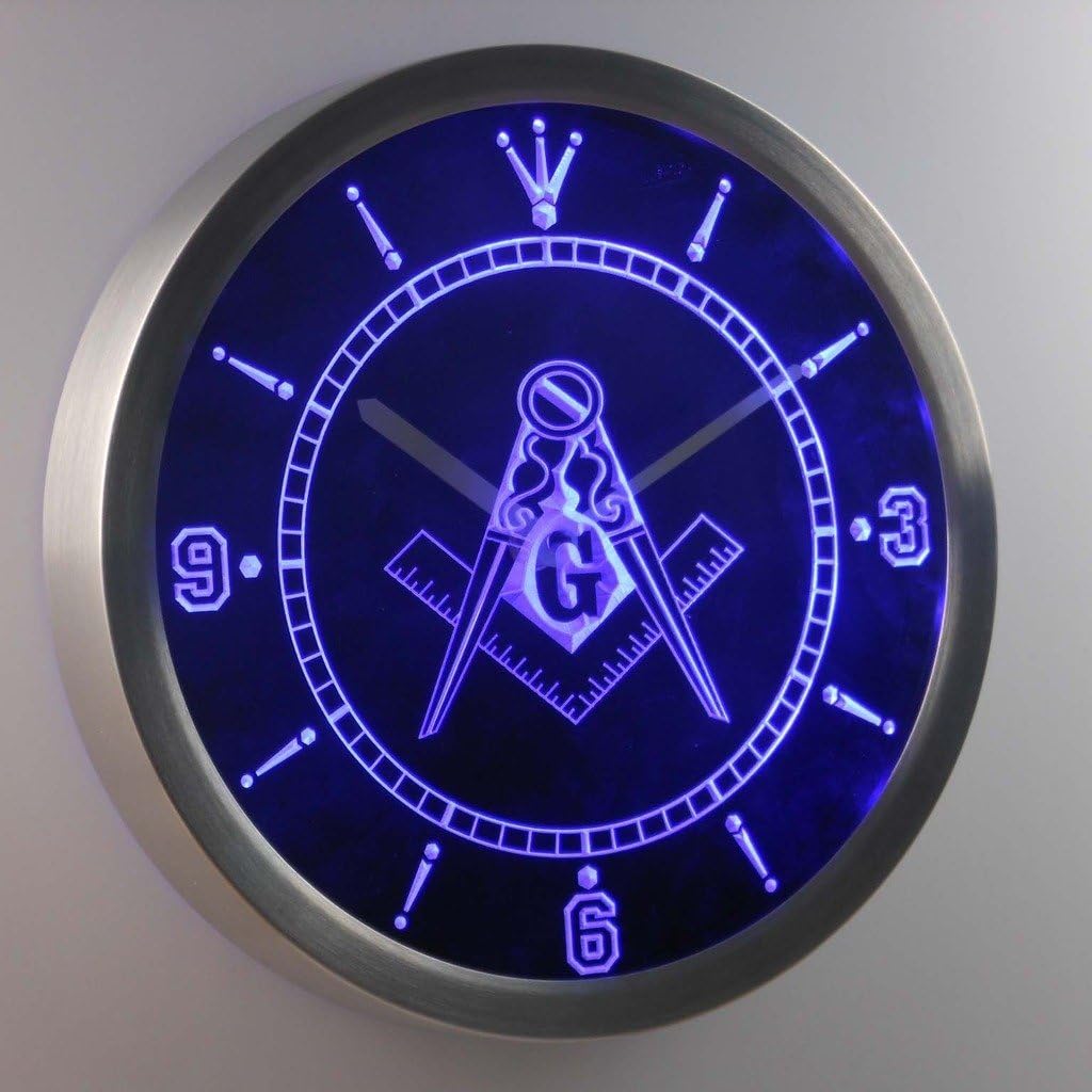 Masonic Mason Freemason Emblem 3D Neon Sign LED Wall Clock NC0087-B