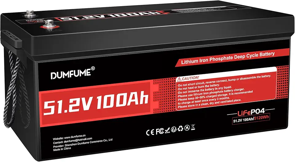 48V 100Ah Lifepo4 Golf Cart Lithium Battery, 200A BMS Low-Temp Protection 48 Volt Battery Support up...