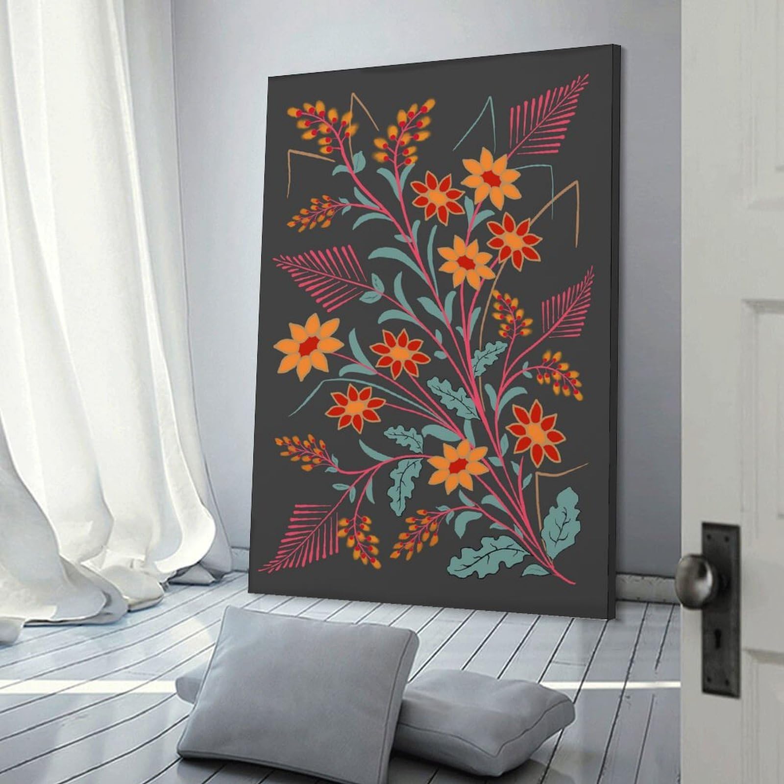 Junmoney Flower Folly No7 Canvas Wall Art, 24x36inch(60x90cm), for Entrance Walls, Hall Decor Or Foyers, Wall Decor to Refresh Empty Corners