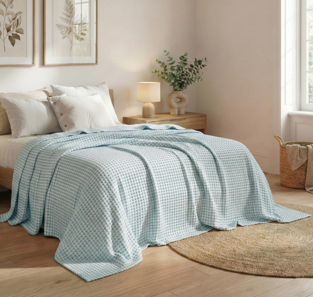 SANMARINO Cotton Waffle Blanket - Cooling Bedspread -1