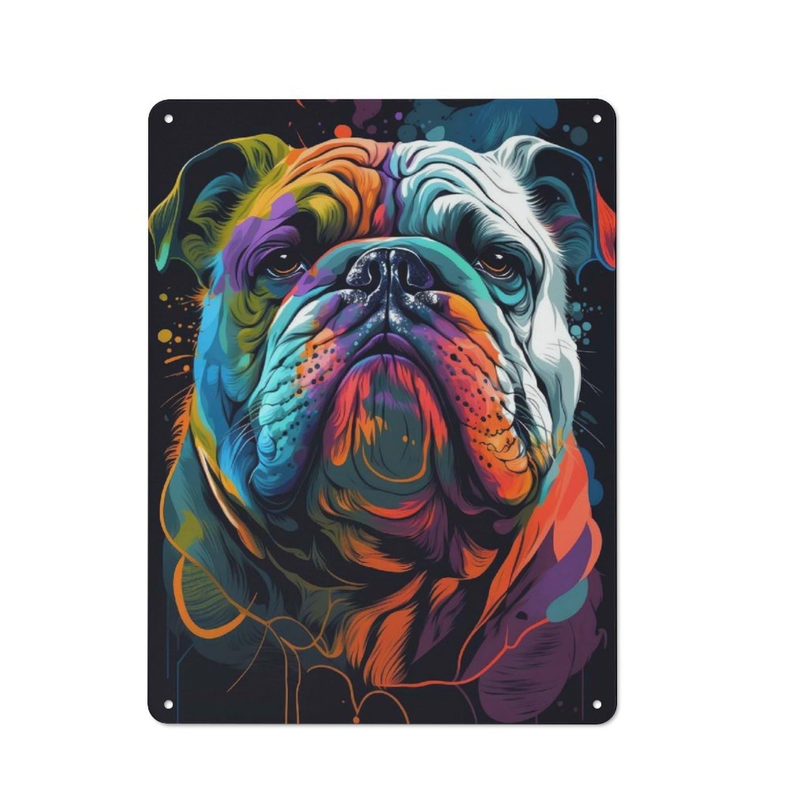 Junmoney Bulldog Style 3 Tin Sign With Design 40X30cm, Garage Style Garage Wall Decor For Garage, Hobby Room, Office Or Man Cave