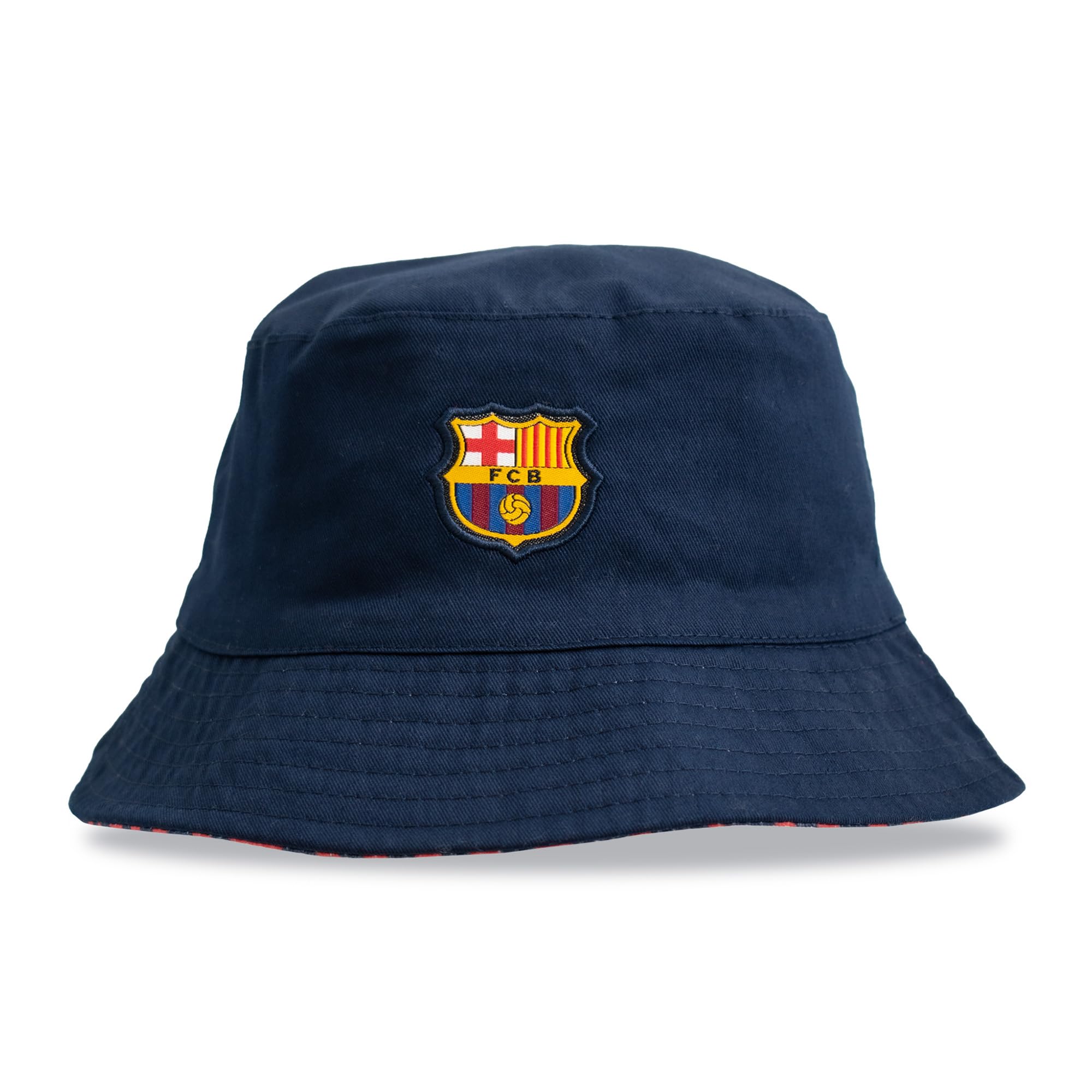 Hy-Pro Officially Licensed Barcelona Wendbarer Fischerhut - 60cm Unisex Bucket Hat für Sport & Freizeit - Marineblau & Rot Gemusterter Fischerhut Damen & Herren mit Vereinswappen