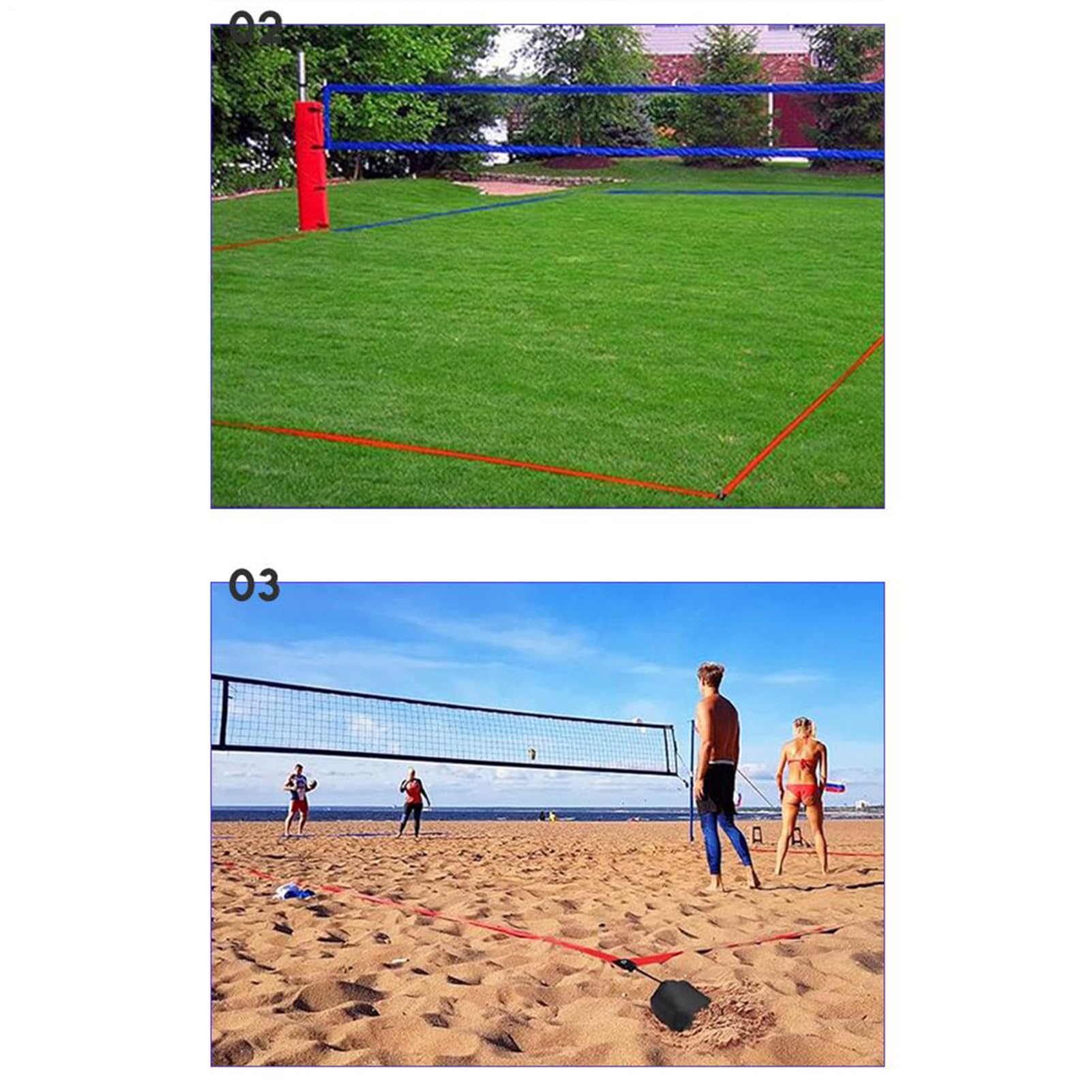 Linee per Campo da Beach Volley Set Segnapunti Sportivi | Linee Confine per Pallavolo in Giardino per Campo Estivo, , Giardino, Cortile, Casa, Gare, Tornei
