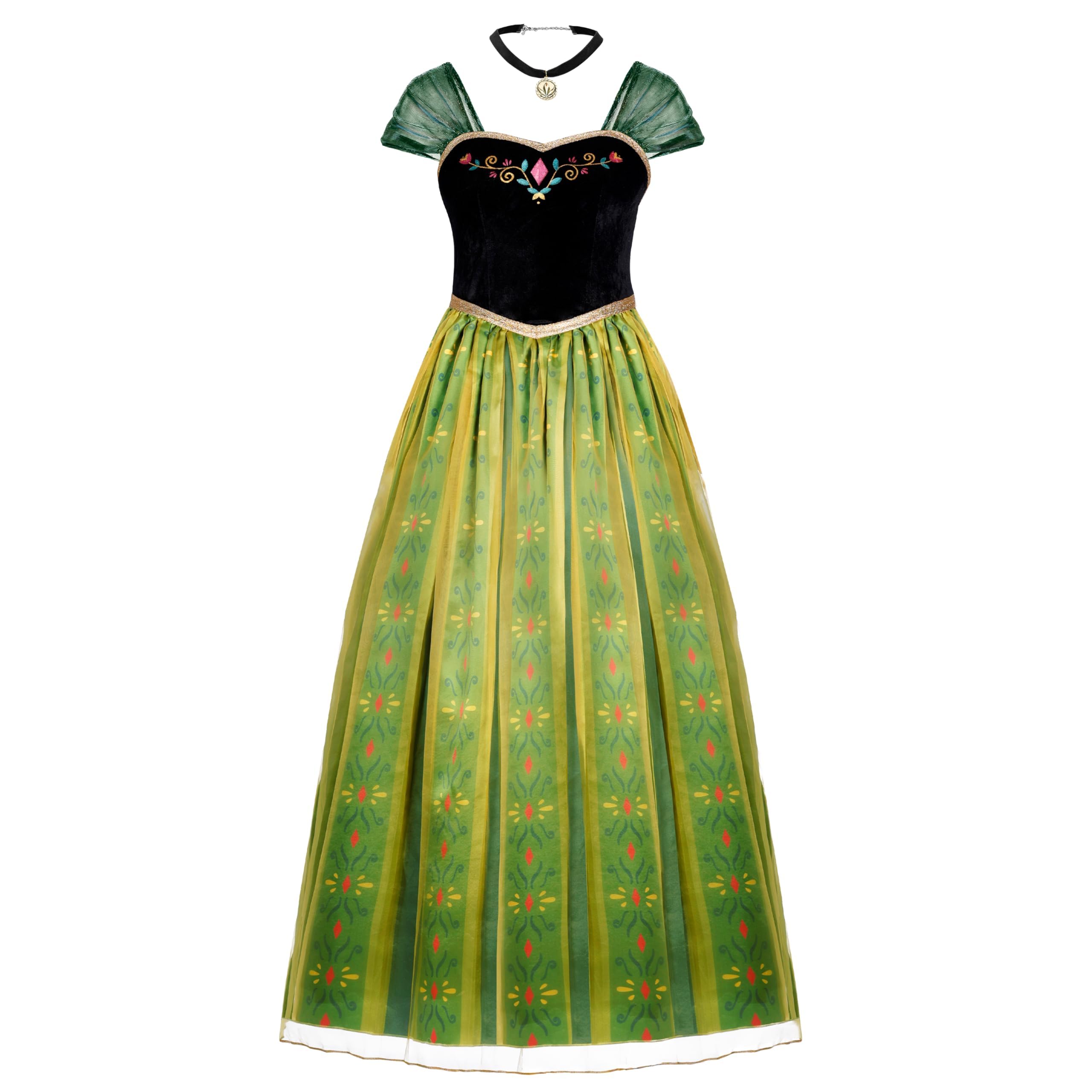 Spooktacular Creations Women Adult Princess Costume, Green Dress Fairy with Necklace for Halloween Costume Role Play