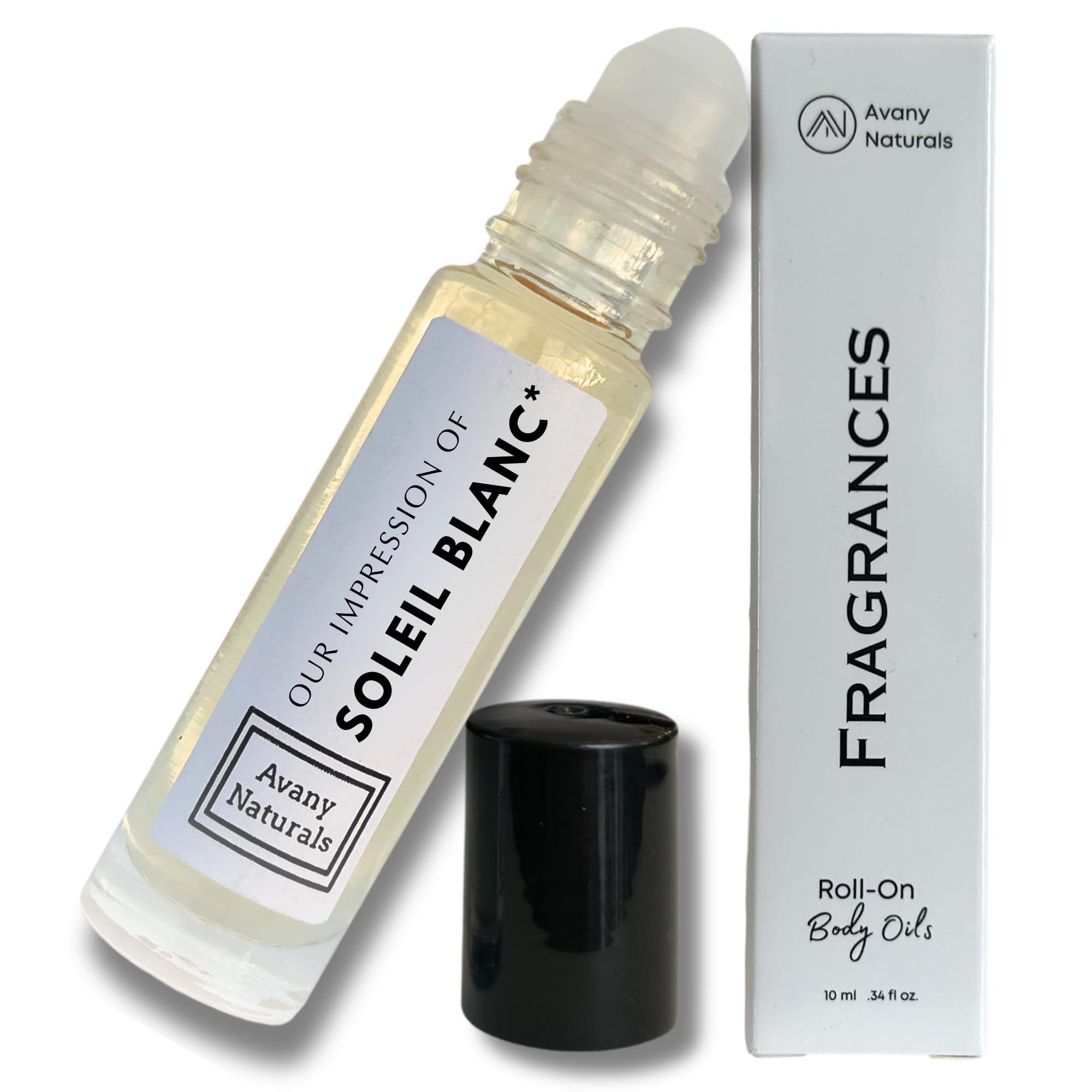 Avany Naturals Vanilla Scented Cologne for Men - Alternative Fragrance Body Oil, Roll on Perfume for Man, Enhanced Scents Parfum, Travel Size Oil Sampler (SoleilBlanc-Inspired)