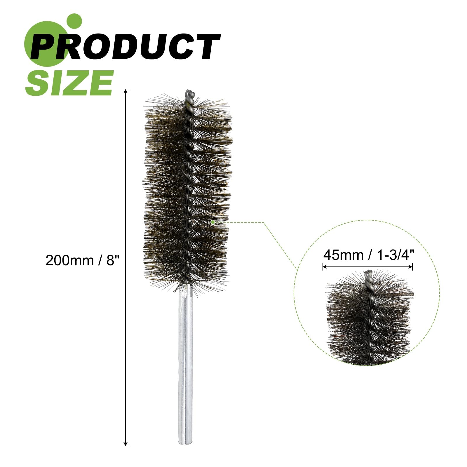 QUARKZMAN Set Di 6 Spazzole A Filo Forate 8 Pollici Di Lunghezza Gambo Da 1.8 Pollici Setole In Acciaio Inossidabile Per Pulire Tubi Auto Cucina Garage