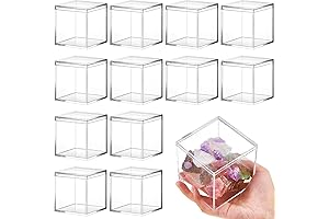 12 Pack 4x4 Clear Acrylic Plastic Mini Square Boxes with Lids for Display and Storage