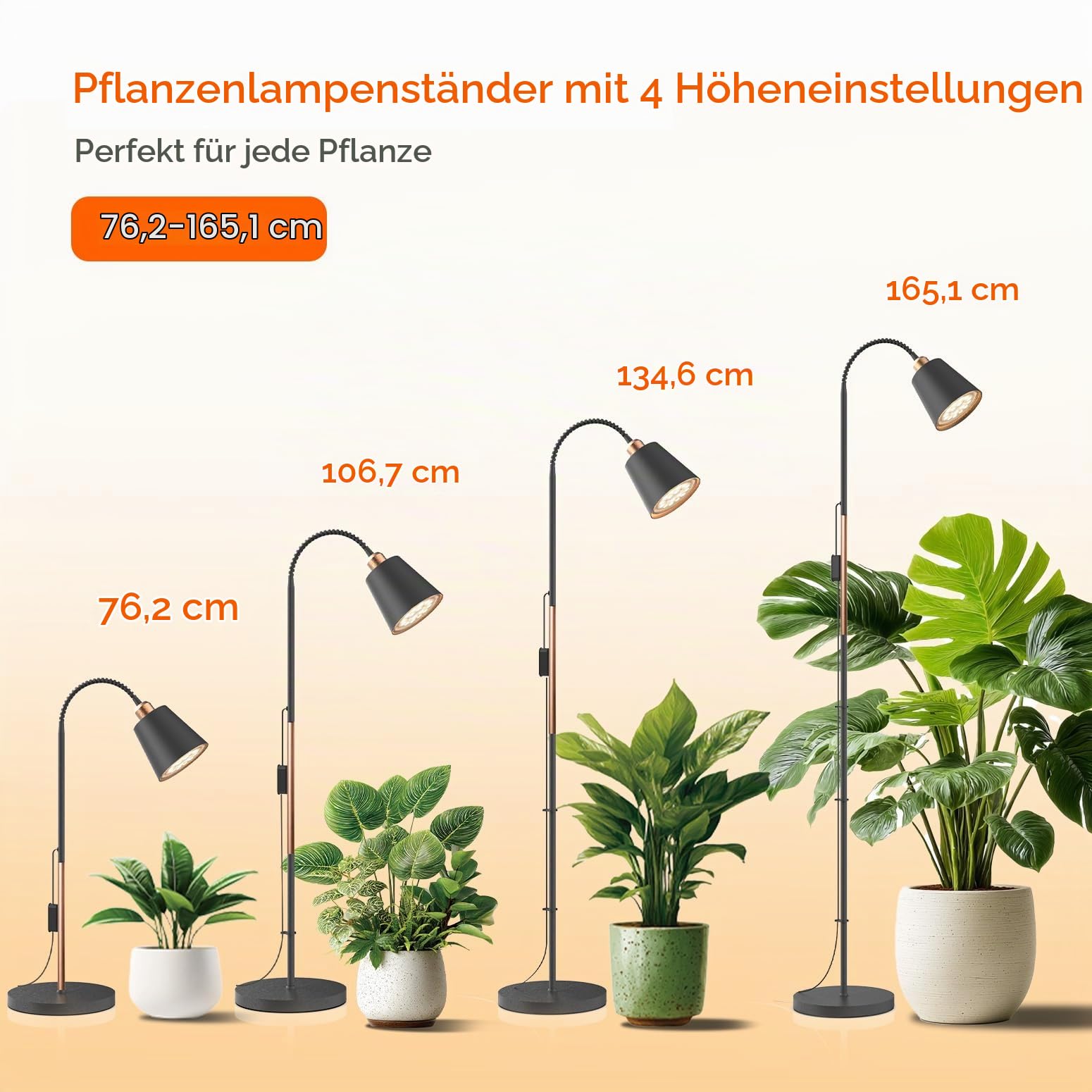 Bstrip 165cm Steh-Pflanzenlampe, 18W LED, Schwanenhals