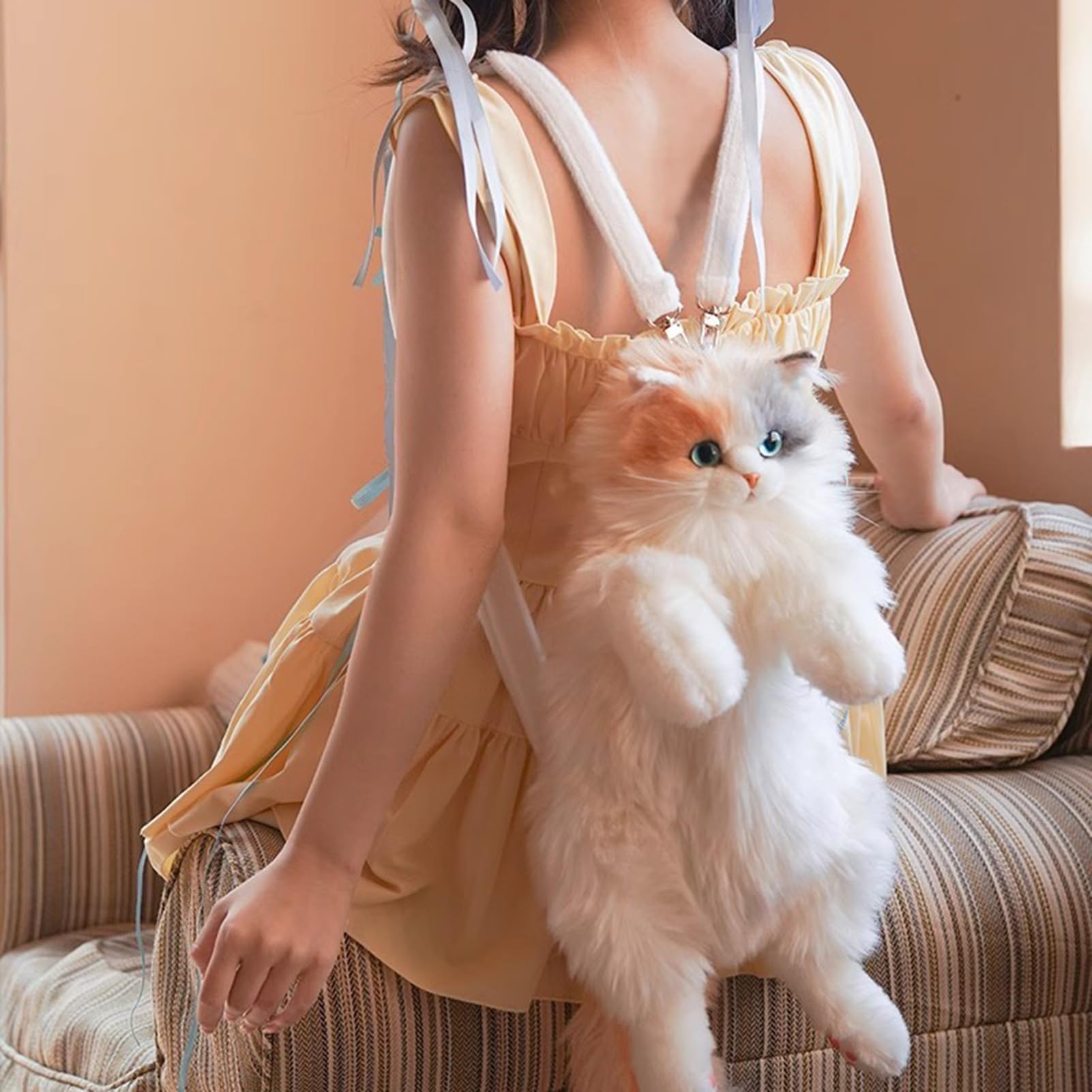 Katzen-Rucksack aus Plüsch – Exquisites handgefertigtes Design in niedlicher Tasche, hochwertige handgefertigte -Rucksack-Kollektion, exklusive Calikokatzen-Tragetasche |
