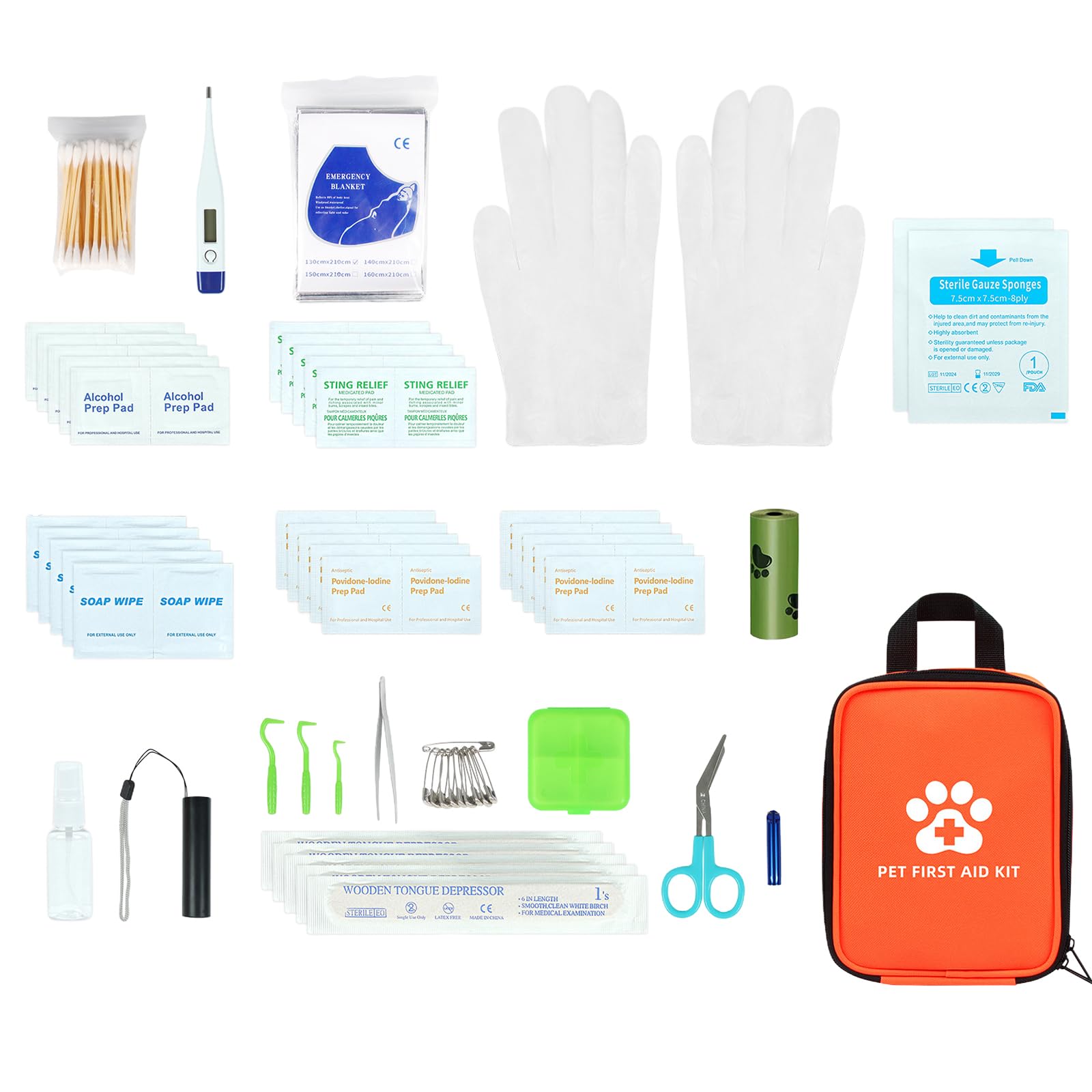 GOMETY Kit de primeros auxilios para perros y gatos, botiquín de viaje para perros, mascotas, botiquín de primeros auxilios, bolsa de emergencia para perros, ideal para el hogar, camping al aire libre