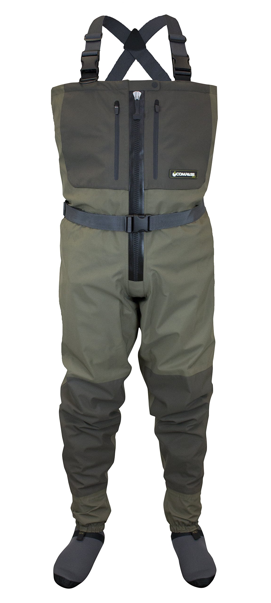 Compass 360by SJK Deadfall-Z Stout Zippered STFT Wader Waterproof Fishing, Bootfoot, Lightweight Men & Women Breathable