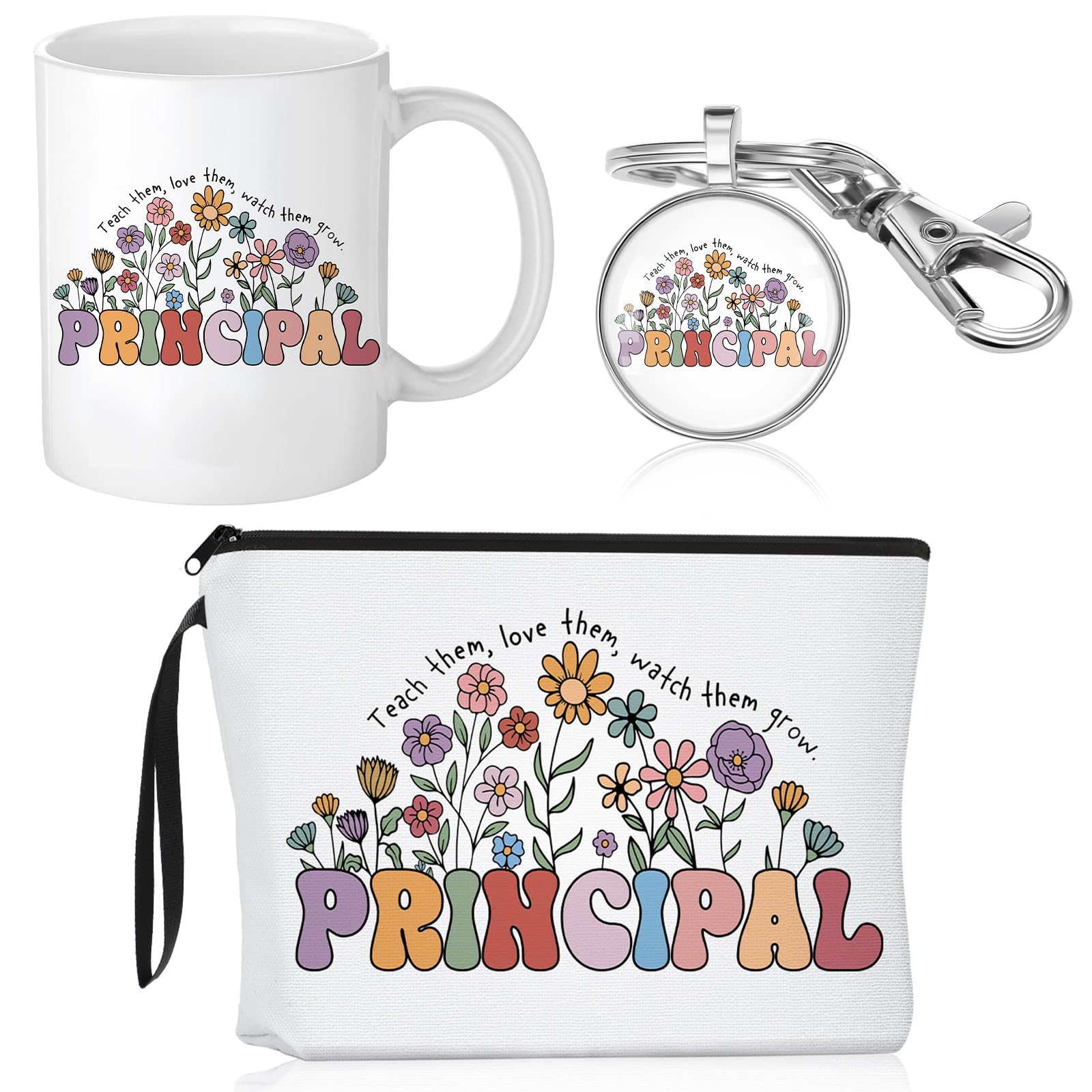 Havawish 3 Pcs Principal Appreciation Gift Set for Women School Principal Gift Makeup Bag Cosmetic Bag 11 oz Ceramic Coffee Mug and Keychain for Assistant Principals Graduation End of The Year