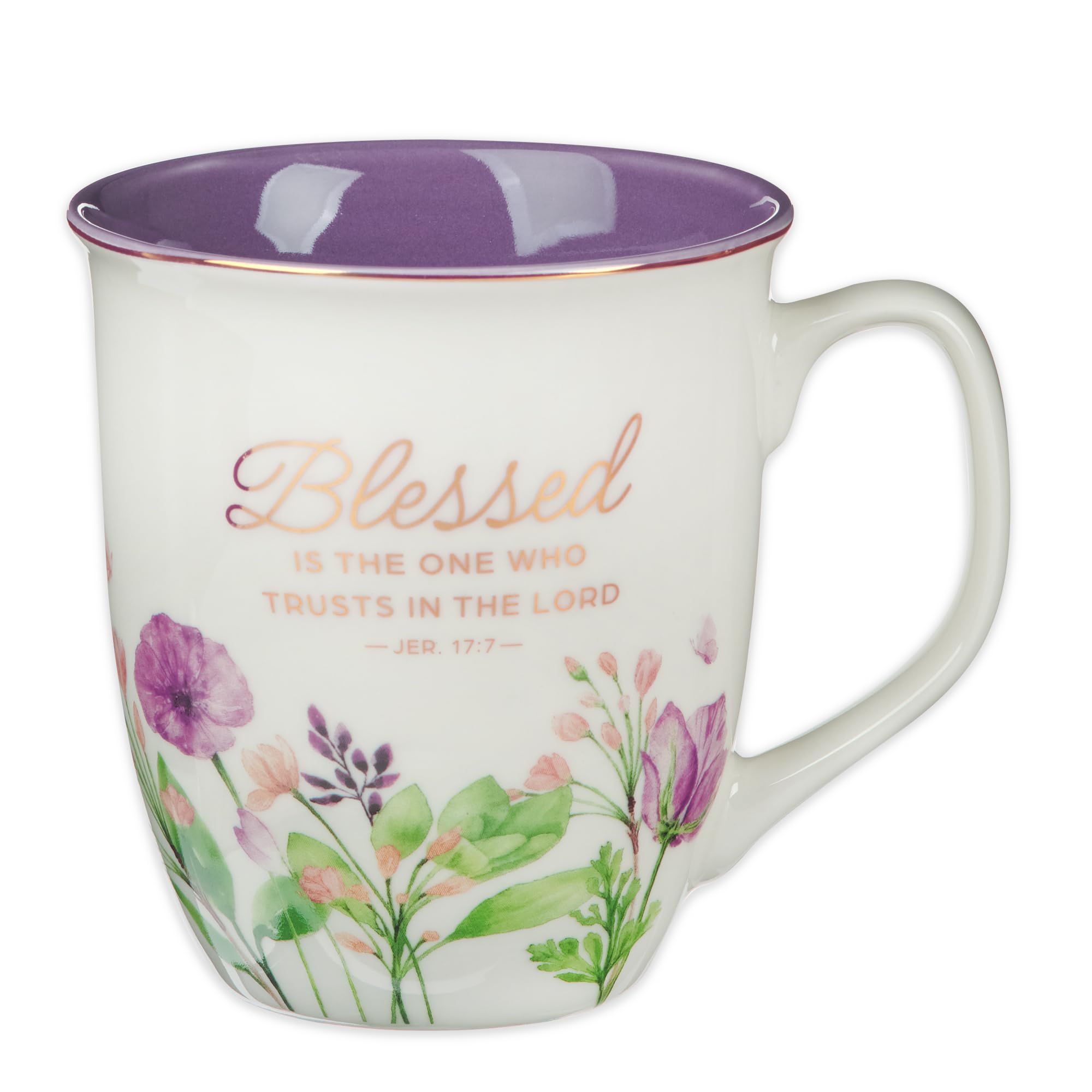 Amazon.com | Christian Art Gifts Large Ceramic Inspirational Scripture  Coffee & Tea Mug for Women: Blessed Encouraging Rose Gold Bible Verse,  Novelty Drinkware for Home & Kitchen, Multicolor Purple Floral, 14 oz.: