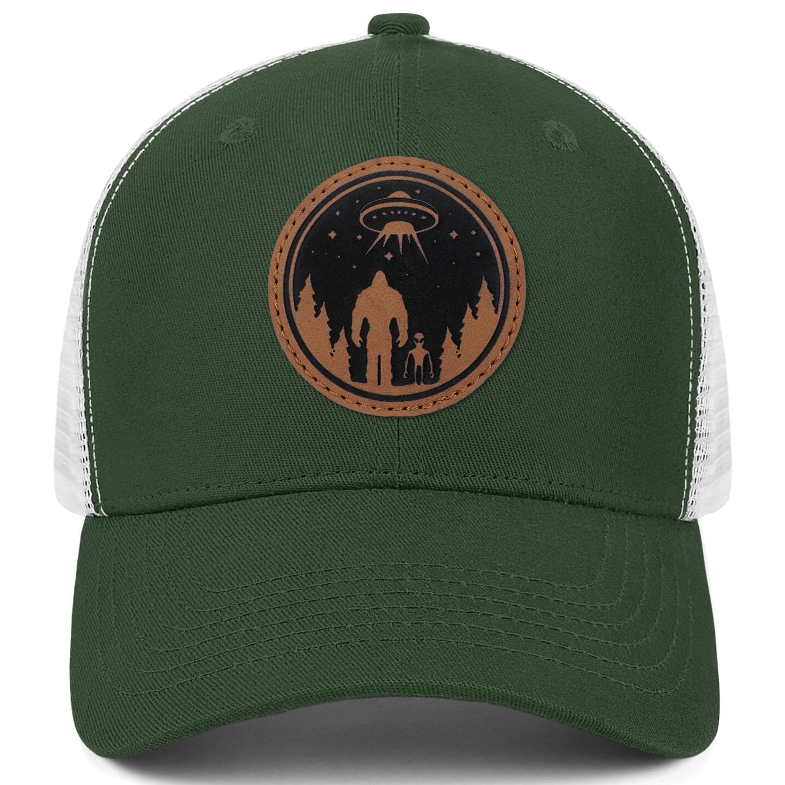 gswirmchsq Bigfoot Sasquatch Gifts, Snapback Trucker Hats Cap Leather Patch Big Foot Gifts for Dad Men Bigfoot Lovers