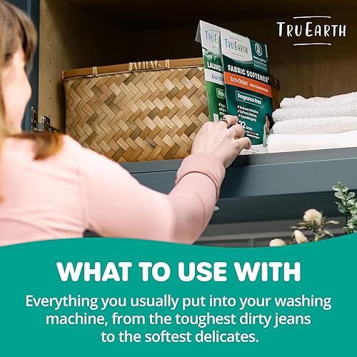 Miniatura 6 de Tru Earth Tiras suavizantes de tela para lavadora, alternativa al suavizante de telas líquido y vainas, sin fragancia, hasta 128 cargas por 64