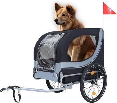 Dog Bike Trailer for Small to Medium Dogs up to 66LBS - All-Terrain Foldable Pet Carrier with Heavy-Duty Steel Frame for Cycling, Camping or Outdoor Trips