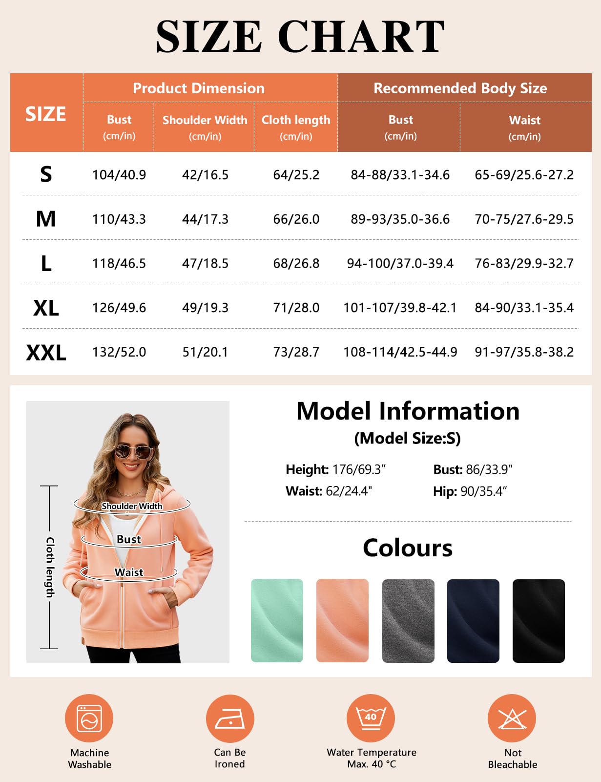 Lonya Sudaderas Mujer con Capucha Forro Polar Elegante Cremallera Chaquetas Invierno Jersey Ropa Deportivo Hoodies