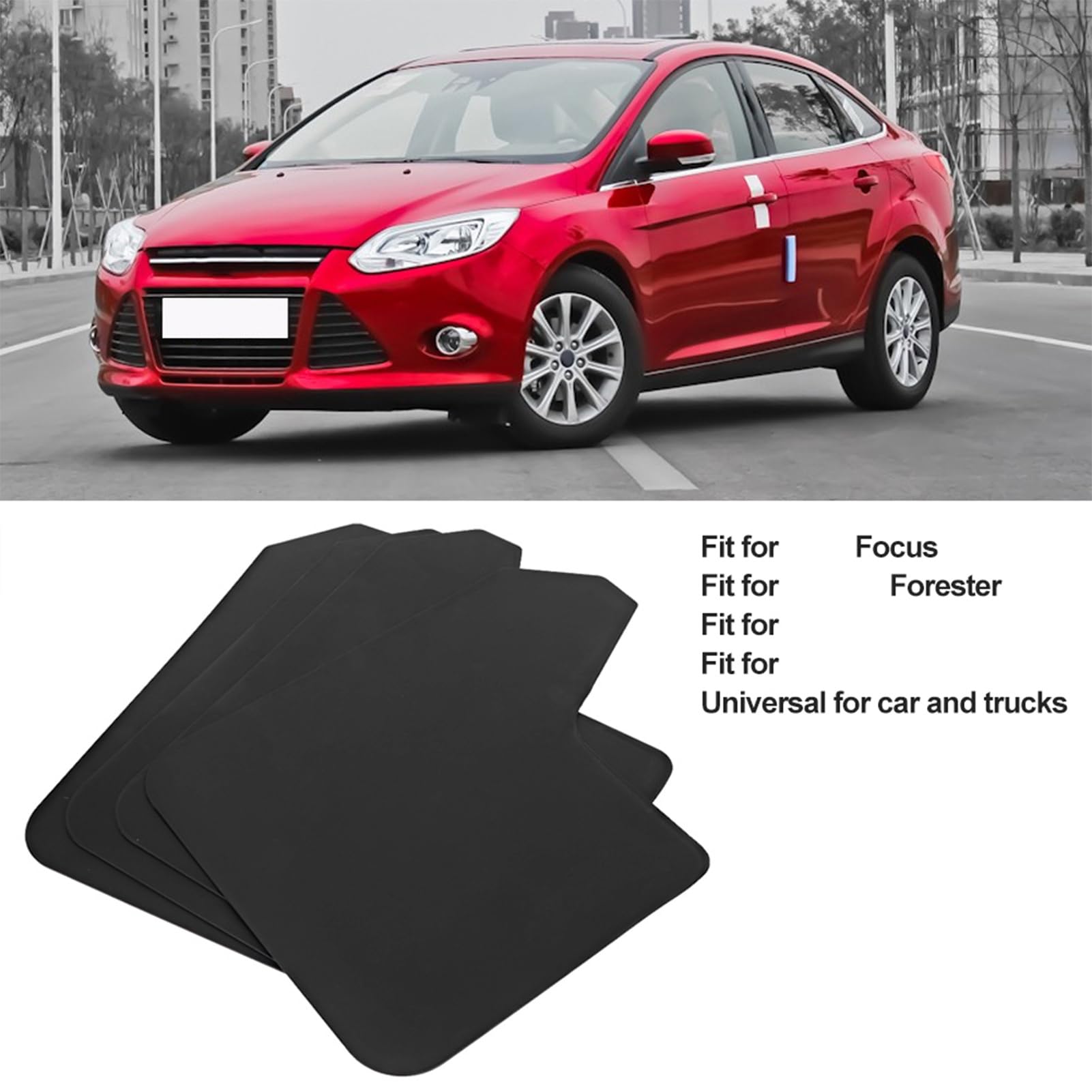 Parafanghi universali per auto - 4 pezzi parafanghi parafango, Focus, MF12-BAS BLK nero