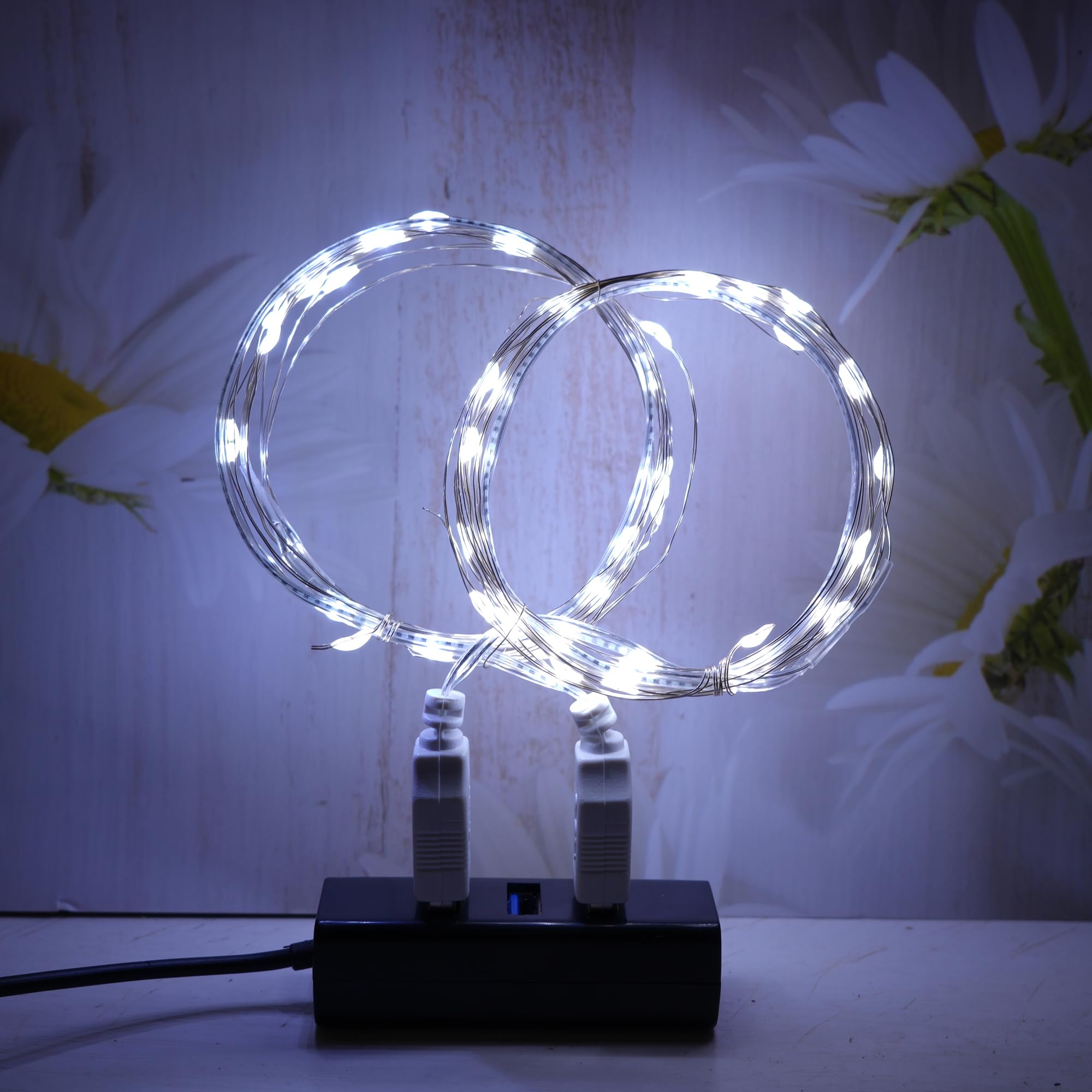 2 Stück LED Lichterkette, 20LED 2M / 6.6Ft USB lichterkette außen/innen Wasserdichte für Schlafzimmer, Hof, Hochzeit, Weihnachten, DIY etc (weiß)